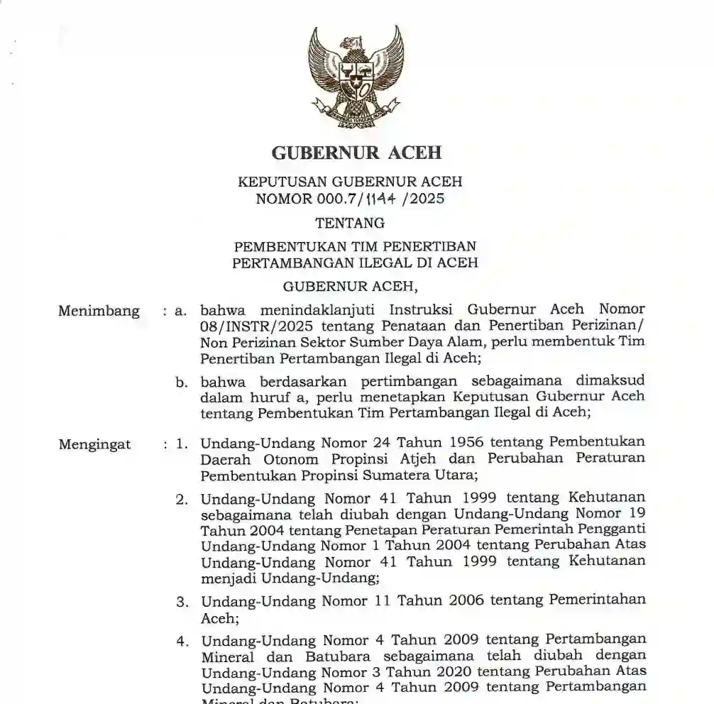 Flyer Tim Penertiban Tambang Aceh