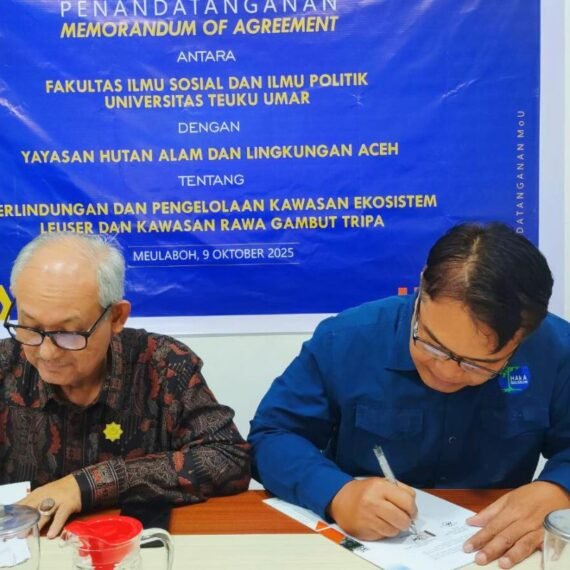 Penandatanganan MoA antara Yayasan HAkA dan Fakultas Ilmu Sosial dan Ilmu Politik Universitas Teuku Umar. UTU dilakukan langsung oleh Dekan FISIP, Basri, S.H, M.H.
