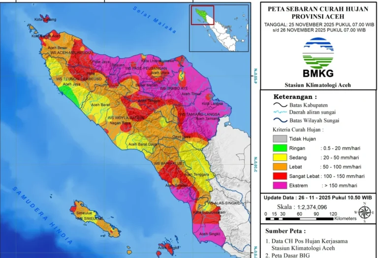 Rainfall distribution 25 - 26 Nov 2025